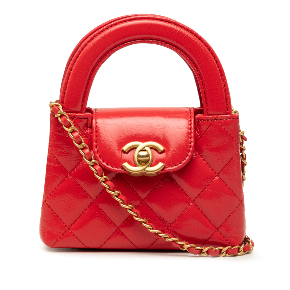Pre-Loved Chanel Mini Nano Shiny Aged Calfskin Kelly Shopper Bag